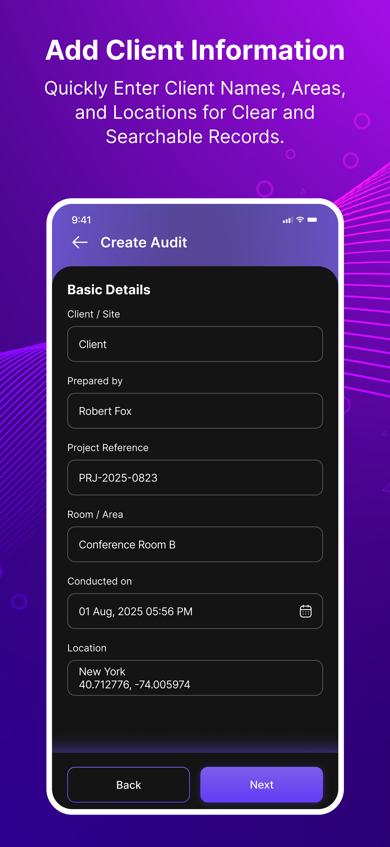 Add Client Info